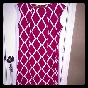 Fuchsia and white diamond midi dress